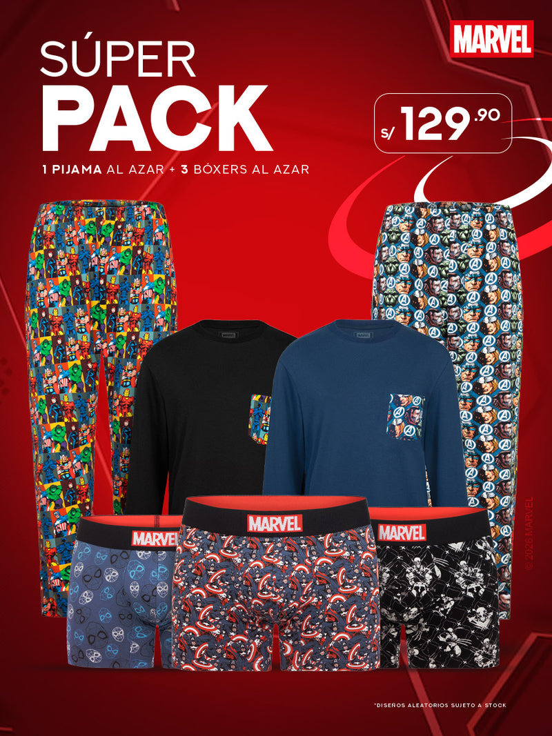 Súper Pack Marvel: 1 Pijama + 3 Bóxers